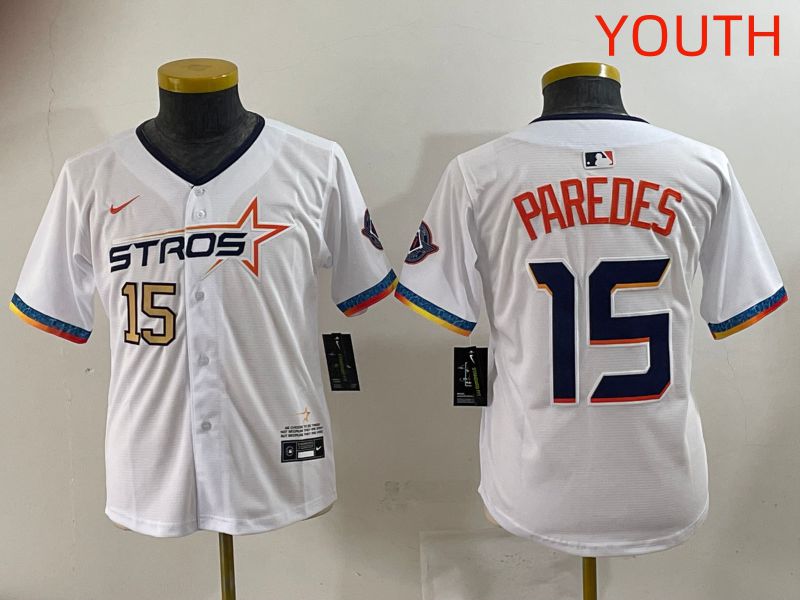 Youth Houston Astros #15 Paredes White Fourth generation Joint Name 2025 Nike MLB Jersey style 4
